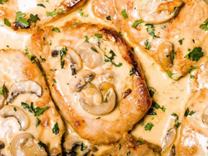 Slow Cooker Cream of Mushroom Pork Chops & Broccoli